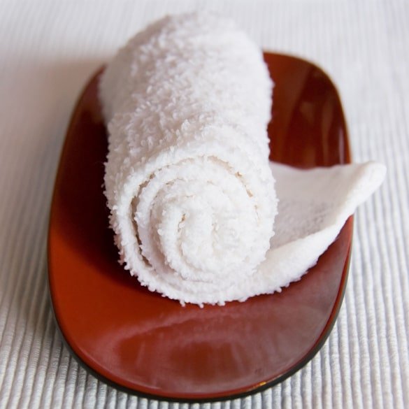 White Mint Towel in Japan Restaurant
